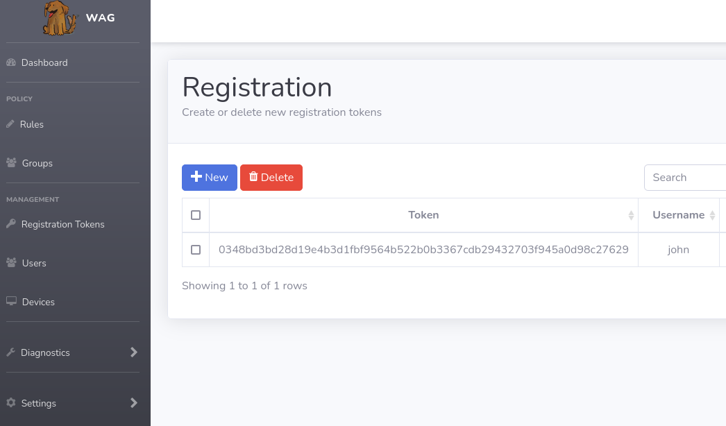 Registration table